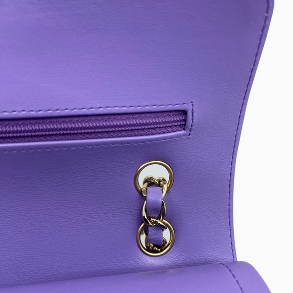 CHANEL Lambskin Chevron Quilted Small Double Flap Purple GHW - Picture 7 of 16